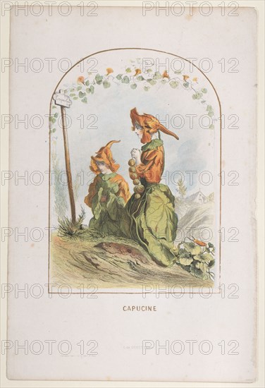 Capucine, from Les Fleurs Animées, 1820-70., 1820-70. Creator: Charles-Michel Geoffroy.