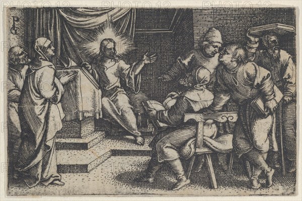 Christ with the Doctors in the Temple, from The Story of Christ, 1534-35. Creator: Georg Pencz.