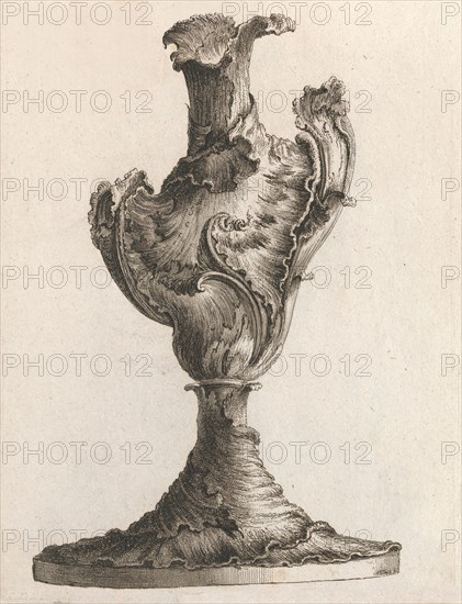 Design for a large Asymmetrical Vase, Plate 4 from: 'Neu inventierte Vasi a..., Printed ca. 1750-56. Creator: Jacob Gottlieb Thelot.