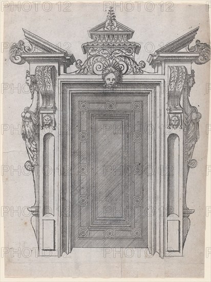 Design for a Door Frame, 1565-70. Creator: Jacques Androuet Du Cerceau.