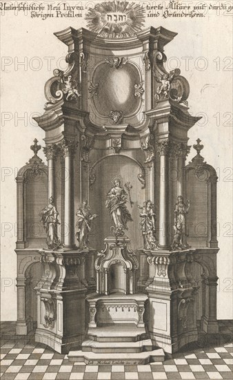 Design for a Monumental Altar, Plate c from 'Unterschiedliche Neu Inventier..., Printed ca. 1750-56. Creator: Georg Gottfried Winckler.