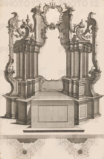 Design for a Monumental Altar, Plate 'q' from 'Unterschiedliche Neu Inventi..., Printed ca. 1750-56. Creator: Jacob Gottlieb Thelot.