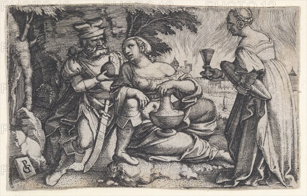 Lot and His Daughters. Creator: Georg Pencz.