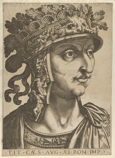 Plate 11: Titus Vespasian looking to the right, from 'The Twelve Caesars', 1610-40. Creator: Anon.