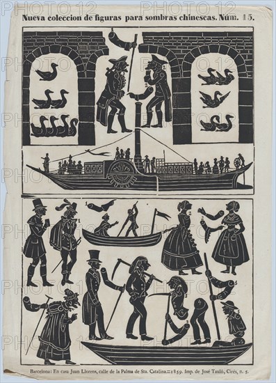 Sheet 15 of figures for Chinese shadow puppets, 1859. Creator: Juan Llorens.