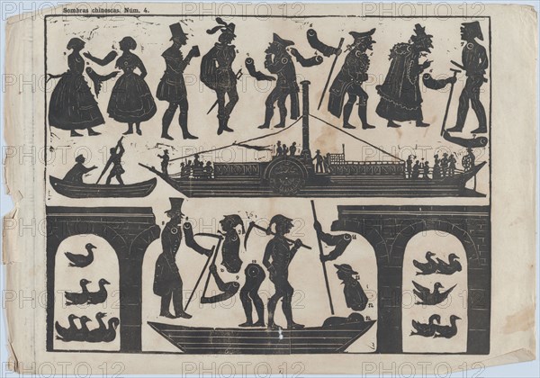 Sheet 4 of figures for Chinese shadow puppets, ca. 1850-70. Creator: Juan Llorens.