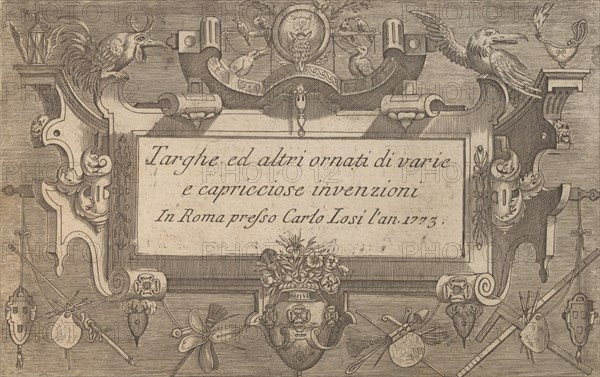 Targhe ed altri ornati di varie e capricciose invenzioni (Cartouches and other ornaments o..., 1773. Creator: Unknown.