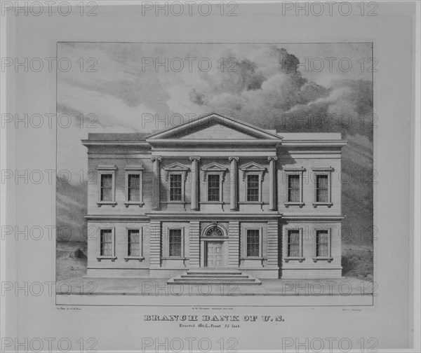 The Branch Bank of the United States, Wall Street, New York,...1827. Creator: Anthony Imbert.