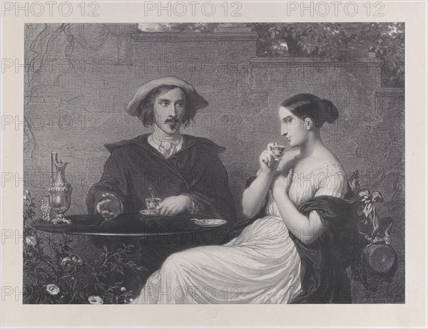 The Café, 1840. Creator: François-Joseph-Aimé de Lemud.