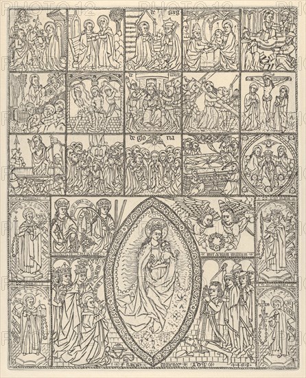 The Fifteen Mysteries and the Virgin of the Rosary (Modern Impression), 1488. Creator: Francisco Doménech.