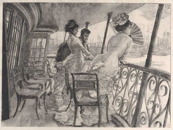 The Gallery of H.M.S. Calcutta (Souvenir of a Ball on Shipboard) (La galerie du "Calcutta"..., 1876. Creator: James Tissot.