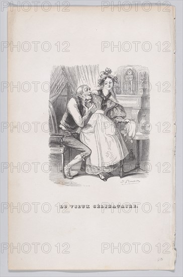 The Old Bachelor from The Complete Works of Béranger, 1836. Creators: Cesar-Auguste Hebert, Louis-Henri Brevière.