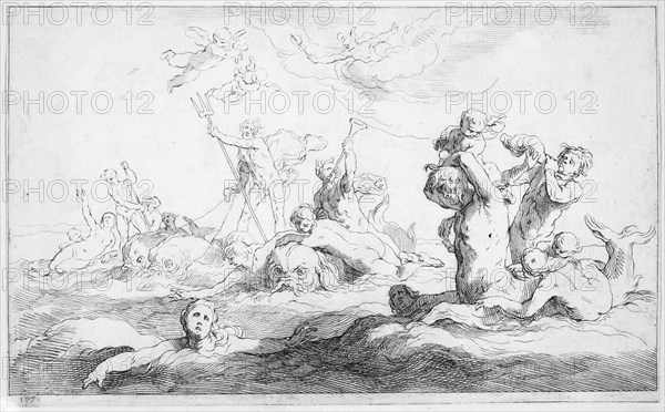 The Realm of Neptune, from Drawing Book, 1650-56. Creator: Frederick Bloemaert.
