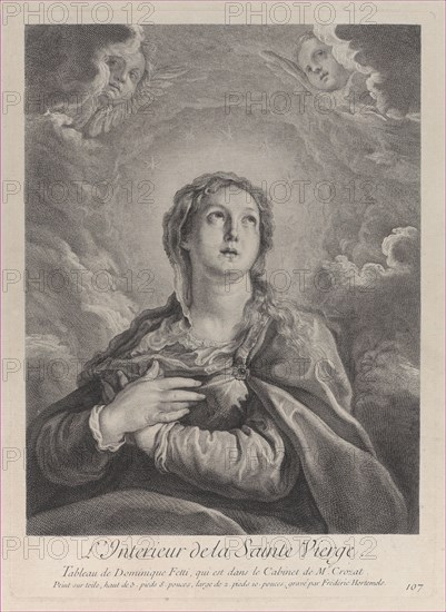 The Virgin, hands folded on her chest, looking upwards, 1729-40. Creator: Frédéric Horthemels.