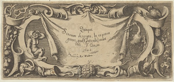 Title Plate, from Quinque Sensuum (Five Senses), ca. 1655. Creator: Francis Cleyn.