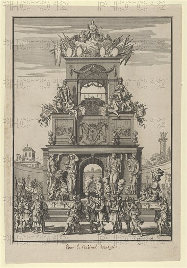 Triumphal arch erected in honor of Cardinal Mazarin after the Treaty of the Pyrenees..., ca. 1664-5. Creator: Francois Chauveau.
