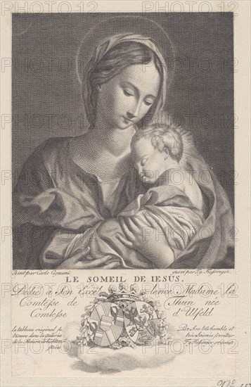 Virgin and Child, with the Christ child sleeping in her arms (Le Someil de Jesus), 1743-1807. Creator: Franz Gabriel Fiessinger.
