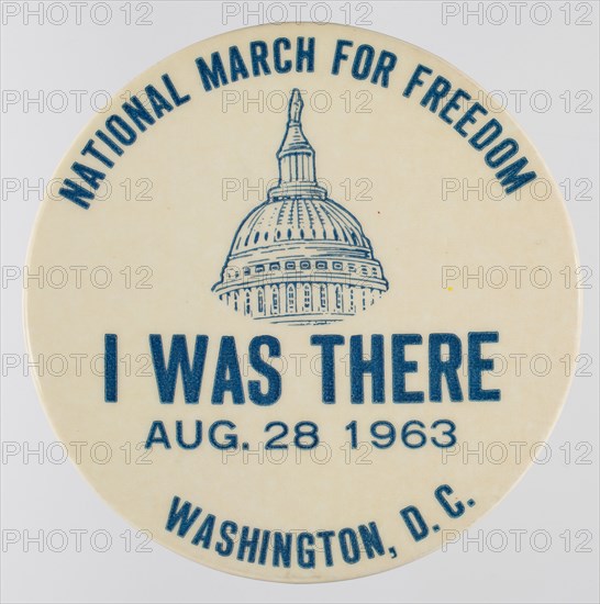 Pinback button for the 1963 Freedom March, 1963. Creator: Unknown.