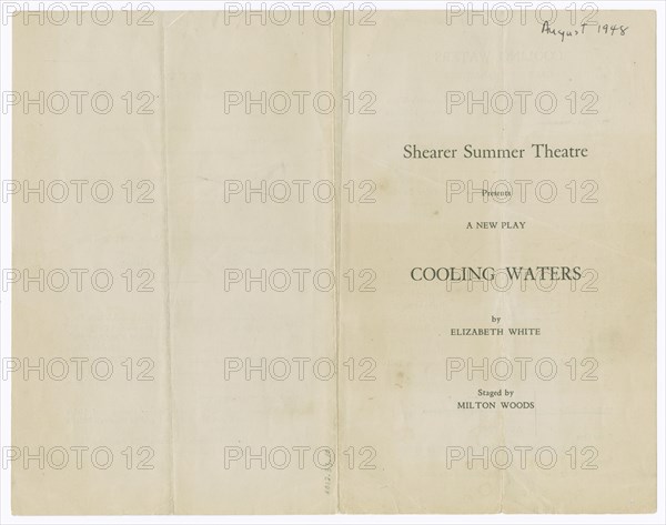 Programme for Shearer Summer Theatre's production of Cooling Waters, 1948. Creator: Unknown.