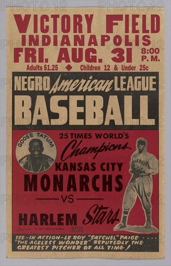 Poster advertising a game between the Kansas City Monarchs and the Harlem Stars, 1945. Creator: Unknown.