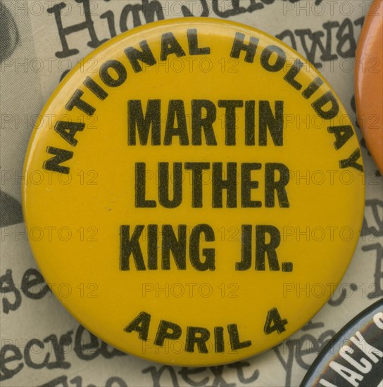 Pinback button for a national holiday for Martin Luther King, Jr., mid-20th century. Creator: Unknown.