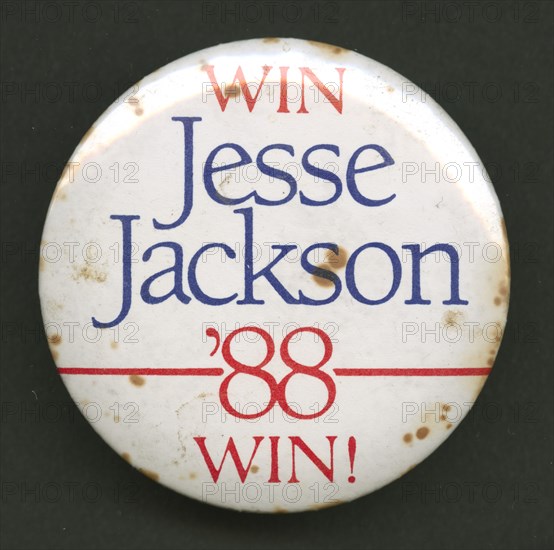 Pinback button for Jesse Jackson’s 1988 presidential campaign, 1988. Creator: Unknown.
