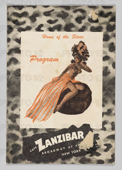 Programme for Cafe Zanzibar, ca. 1945. Creator: Unknown.