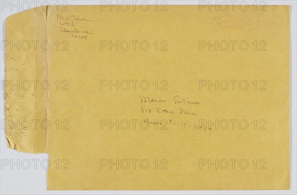 Envelope addressed to Maxine Sullivan, July 7, 1983. Creator: Unknown.