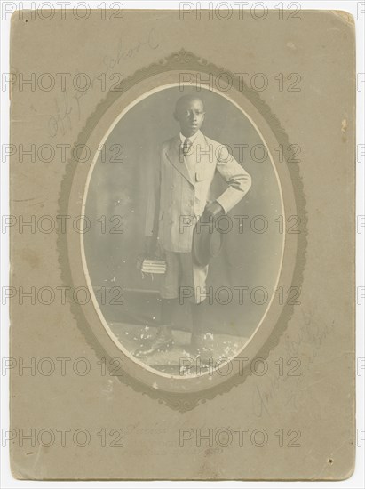 Photograph of Amos Harper "off to school", ca. 1910. Creator: Lucius Harper.