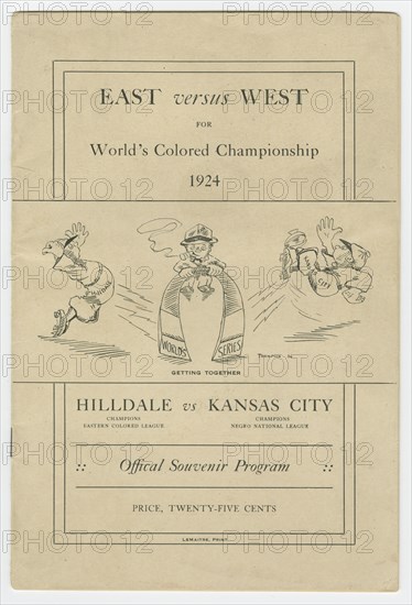 Souvenir programme for 1924 World's Colored Championship, 1924. Creator: Lemaitre.