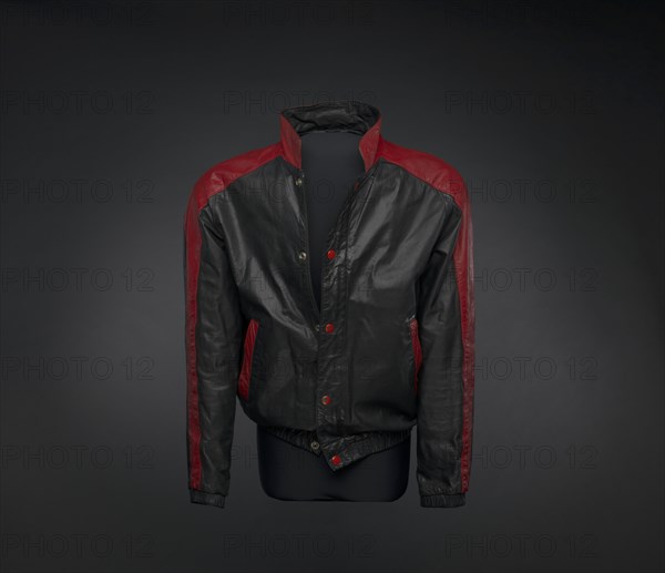 Black and red leather jacket worn by Kurtis Blow, 1981. Creator: Unknown.