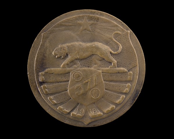 Bronze Medal honoring the 371st Infantry, 1918. Creator: Henri Teterger.