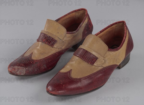 Red and cream loafers designed by Pierre Cardin and worn by Fats Domino, late 20th Century. Creator: Unknown.