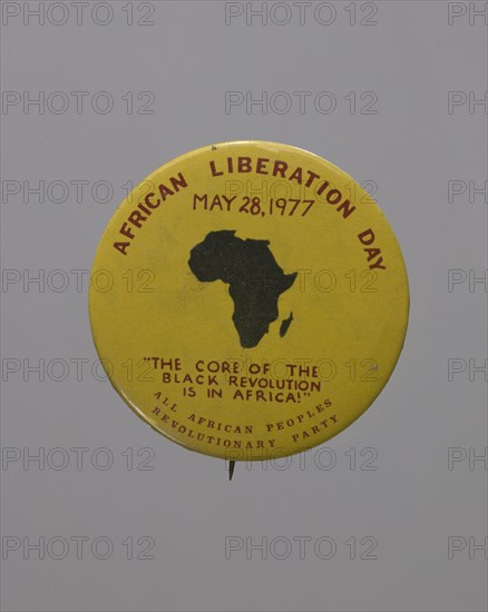 Pinback button promoting African Liberation Day, 1977. Creator: Unknown.