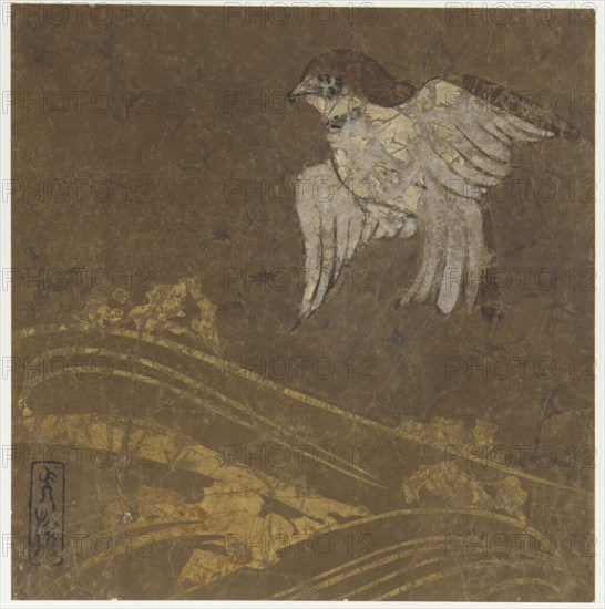 Waves and bird, Edo period, late 16th-early 17th century. Creator: Hon'ami Kôetsu.