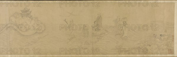 Luohans crossing the sea, Ming dynasty, 15th-16th century. Creator: Unknown.