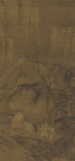 A Traveler on Horseback with Attendants, Ming dynasty, 1368-1644. Creator: Unknown.