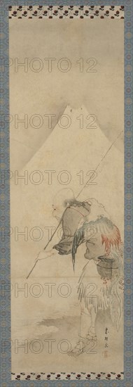 The fisherman Hakuryo and Mount Fuji, Edo period, 1770-1820. Creator: Hishikawa Sori.