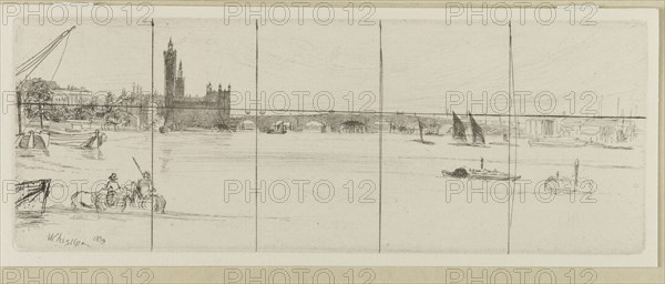 Old Westminster Bridge, 1859. Creator: James Abbott McNeill Whistler.