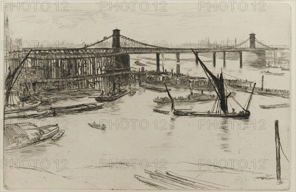 Old Hungerford Bridge, 1861. Creator: James Abbott McNeill Whistler.