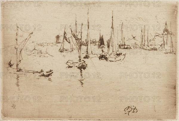 Barges, Dordrecht, 1884. Creator: James Abbott McNeill Whistler.