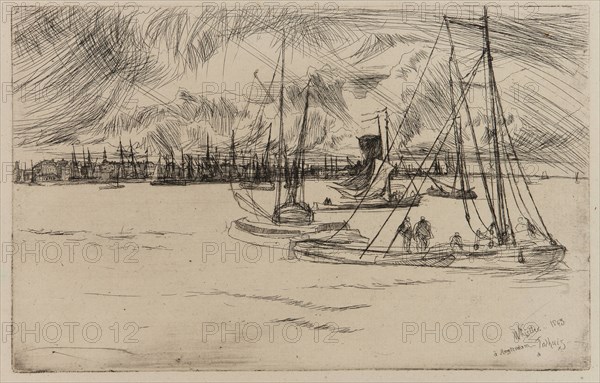 Amsterdam, from the Tolhuis, 1863. Creator: James Abbott McNeill Whistler.
