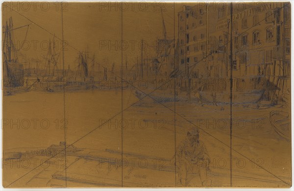 Etching plate: Eagle Wharf (Tyzac Whiteley and Co.), 1859. Creator: James Abbott McNeill Whistler.