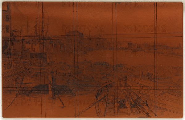 Etching plate: The Pool, 1859. Creator: James Abbott McNeill Whistler.