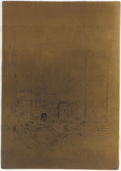 Cancelled Printing Plate for The Piazzetta, 1879-1880. Creator: James Abbott McNeill Whistler.