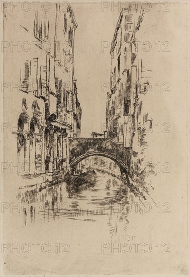 Gondola under a Bridge, 1879-1880. Creator: James Abbott McNeill Whistler.