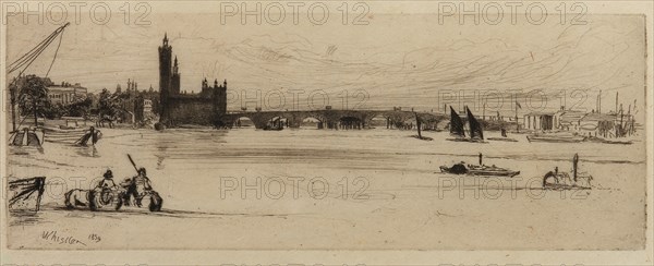 Old Westminster Bridge, 1859. Creator: James Abbott McNeill Whistler.