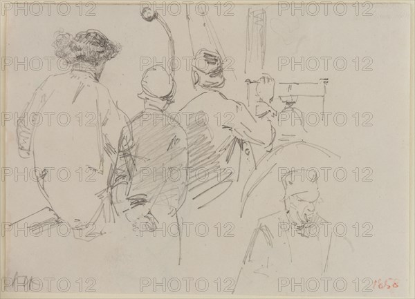 Four Men Aboard a Boat, 1858. Creator: James Abbott McNeill Whistler.