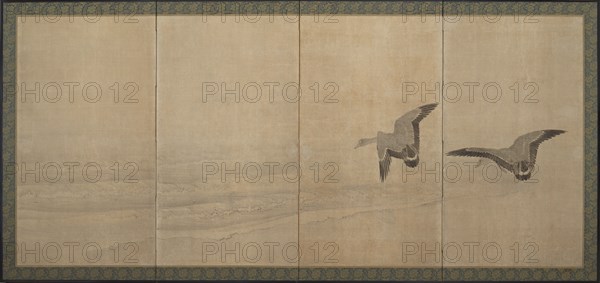 Geese Over a Beach, Edo period, 18th century. Creator: Maruyama Okyo.