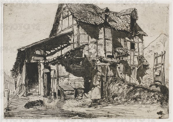 The Unsafe Tenement. One of the Twelve Etchings from Nature (The French Set), 1858. Creator: James Abbott McNeill Whistler.